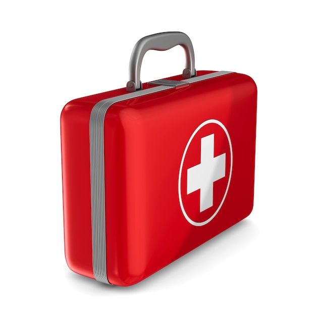 First aid kit on white background. Isolated 3D illustration