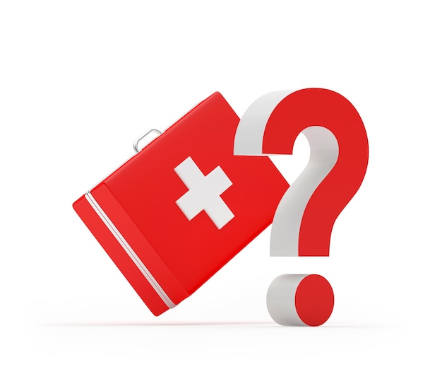 First aid kit with question mark