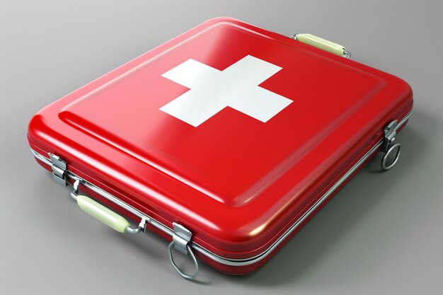 First aid kit with with cross and a stethoscope