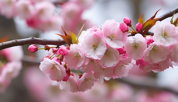 チェリーの花が開いた街の公園