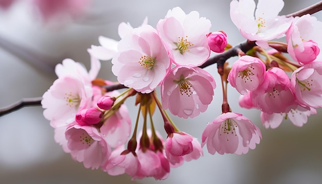 チェリーの花が開いた街の公園