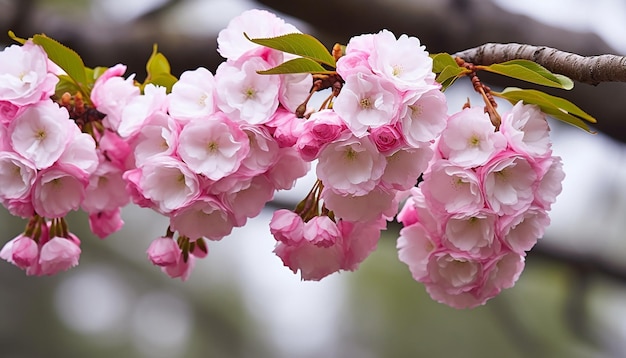 チェリーの花が開いた街の公園