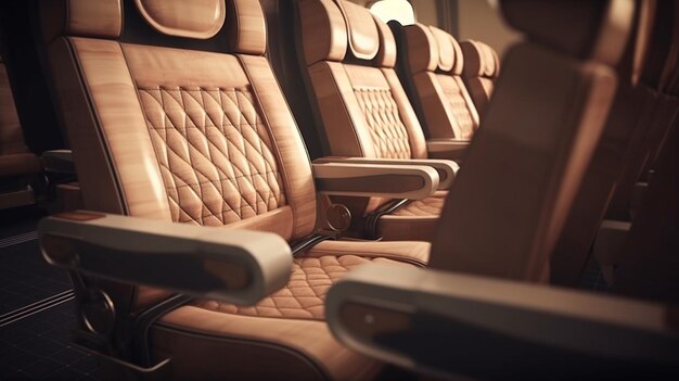 First class business luxury seat for vacations or corporate airplane travel