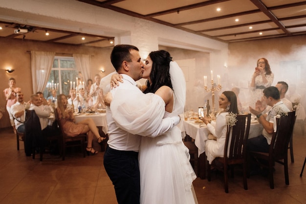 the first dance of the bride and groom a restaurant