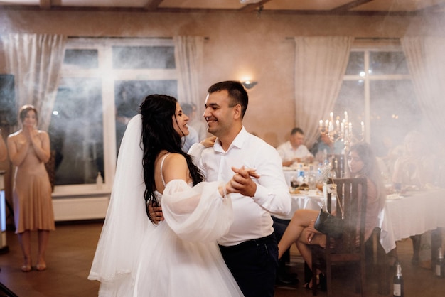 the first dance of the bride and groom a restaurant