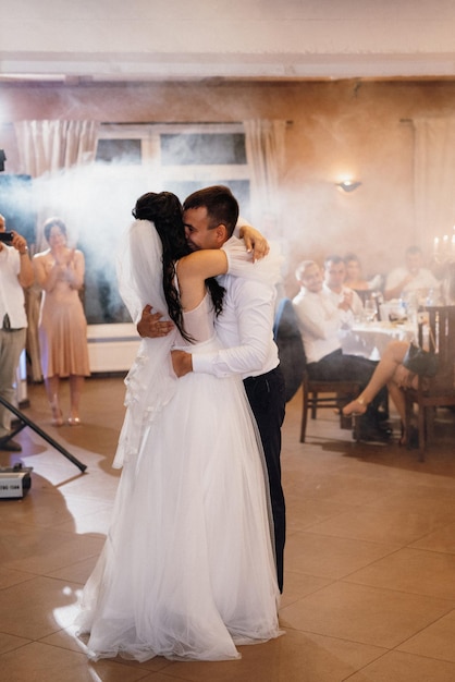 the first dance of the bride and groom a restaurant