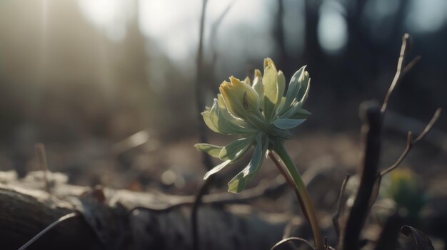 The first flower blooming at the end of a long winter