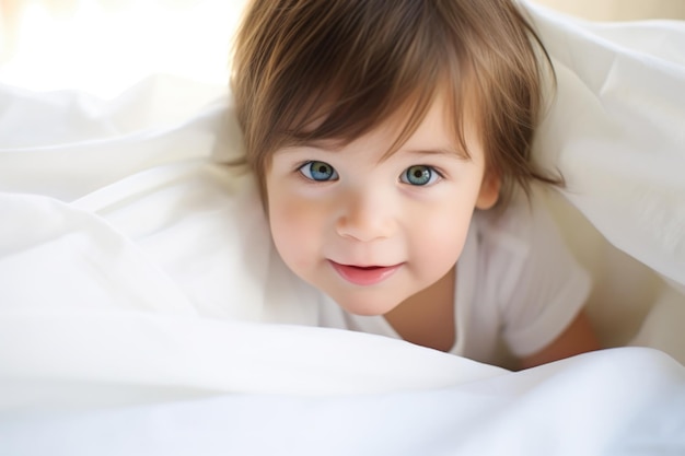 First haircut strands of hair against a white sheet