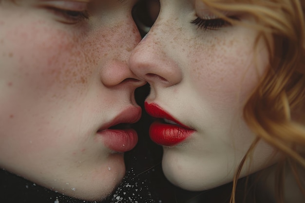 写真 恋愛における最初の恋愛キス - 恋人と恋人の恋愛の瞬間