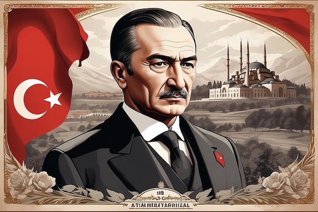 Photo the first president of turkish republic english we remember with respect