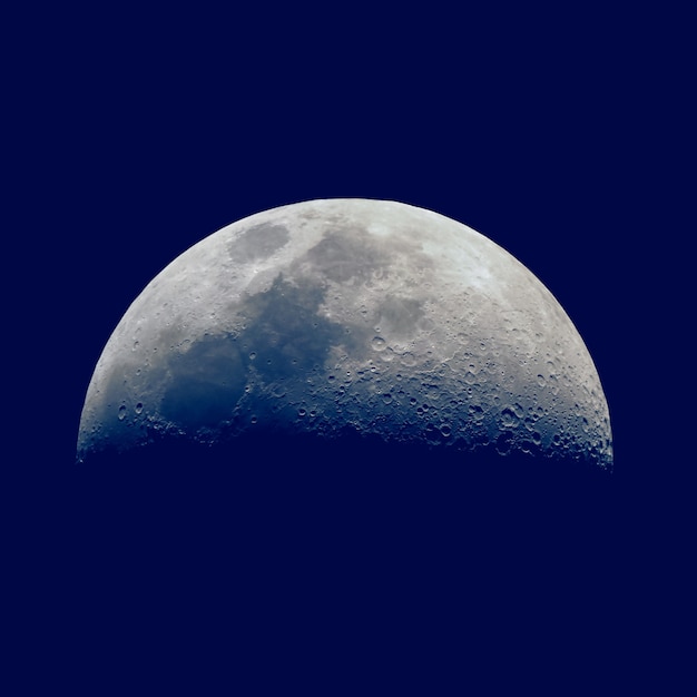 First quarter moon seen with telescope