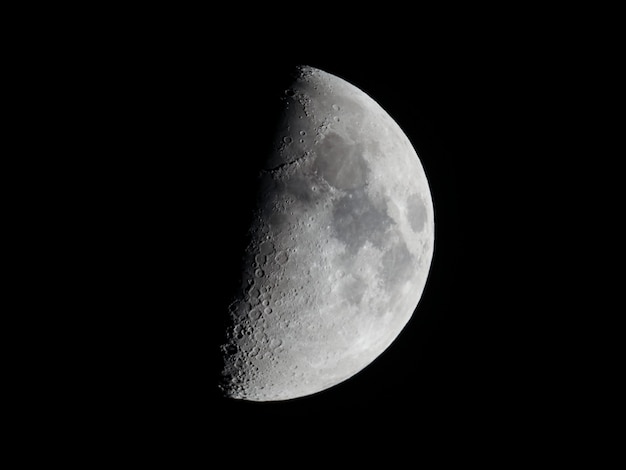 First quarter moon seen with telescope