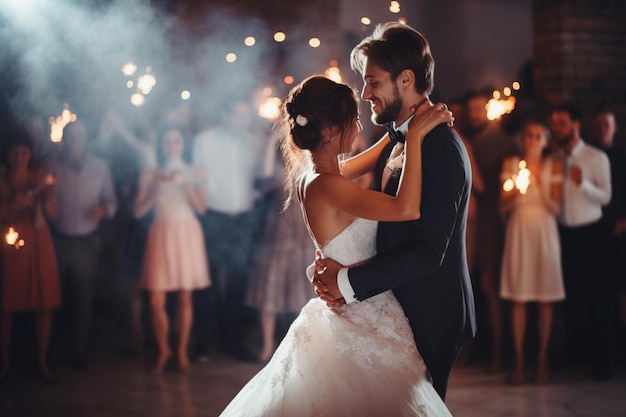 Photo first wedding dance of newlywed