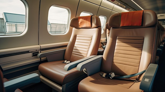 Photo firstclass train compartment ergonomic seating personalized service modern amenities