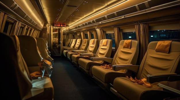 Photo firstclass train compartment plush seating personalized service artistic illumination