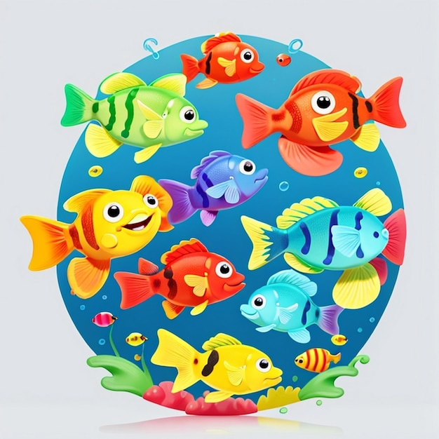 Fish 2D Flat Illustration TShirt Design Just Keep Swimming