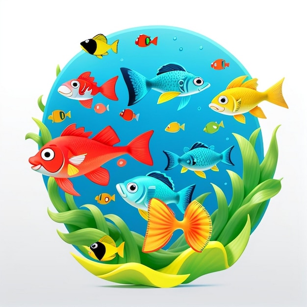 Fish 2D Flat Illustration TShirt Design Just Keep Swimming