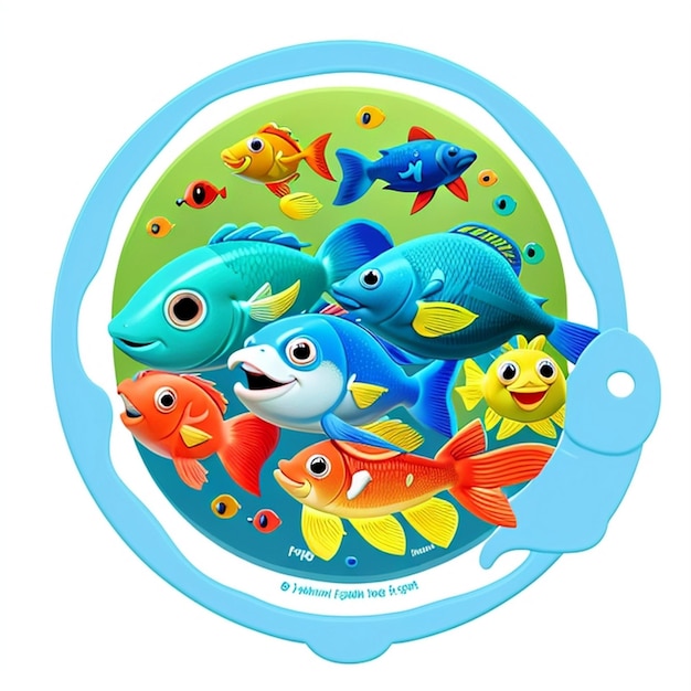 물고기 2D 플래트 일러스트레이션 티셔츠 디자인 그냥 계속 수영