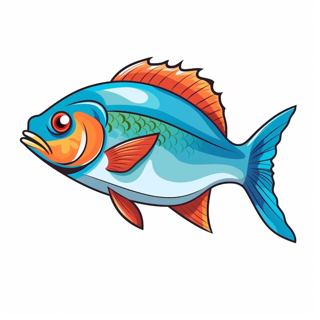 Fish 2d vector illustration cartoon in white background hi