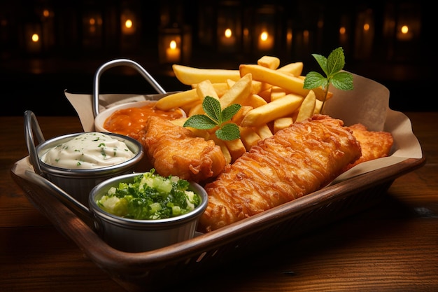 Fish and chips gerecht op een bord