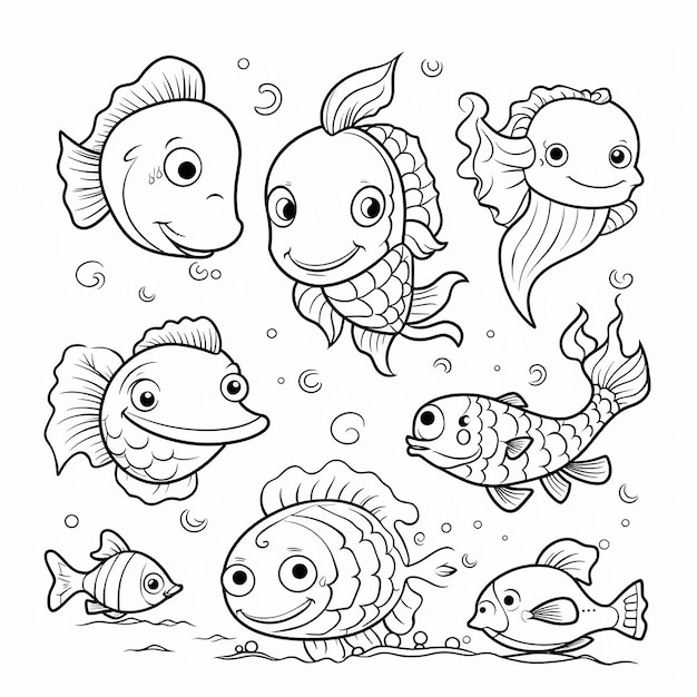 Photo fish art coloring page