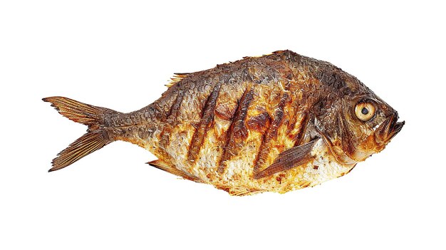 Foto barbecue di pesce fresco immagine isolata su sfondo bianco