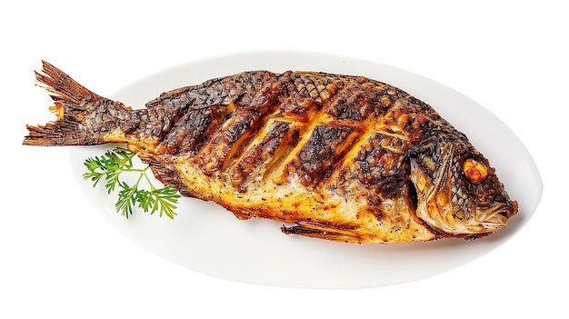 fish barbecue fresh isolated image on white background