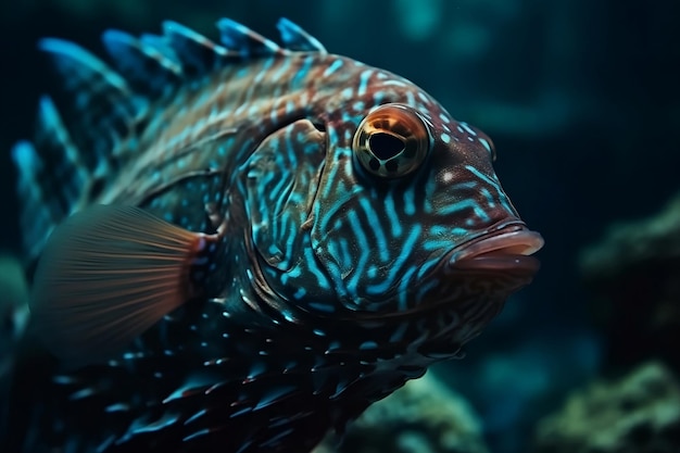 黒地に魚の生成 AI