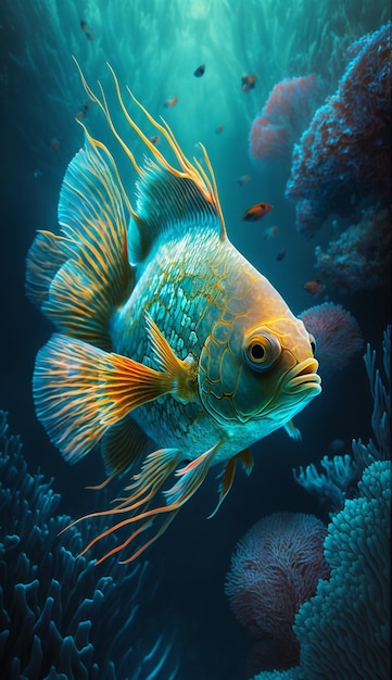 Fish in a blue sea