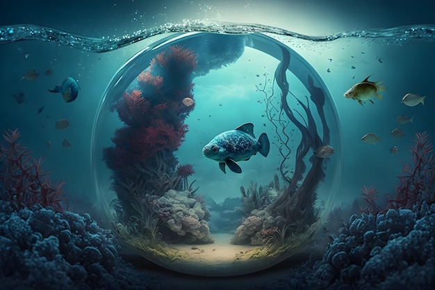 Premium AI Image A Fish Bowl With A Fish Inside premium-ai-image-a-fish-bowl-with-a-fish-inside