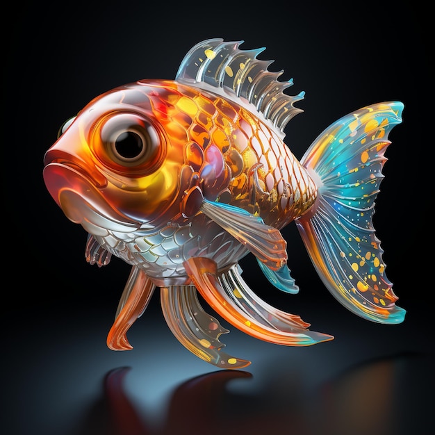 A fish cartoon character generative ai