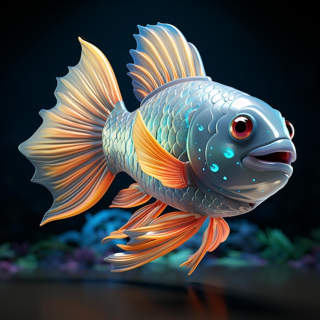 A fish cartoon character generative ai