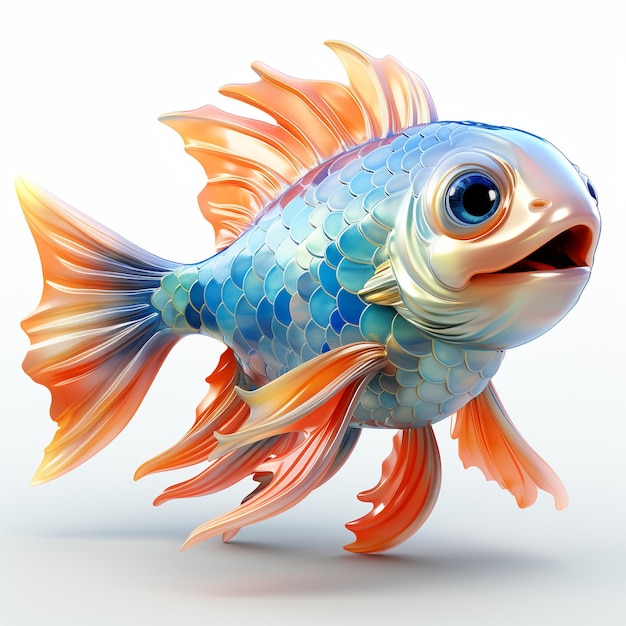 A fish cartoon character generative ai