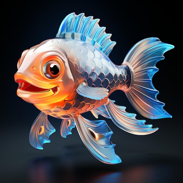 A fish cartoon character generative ai