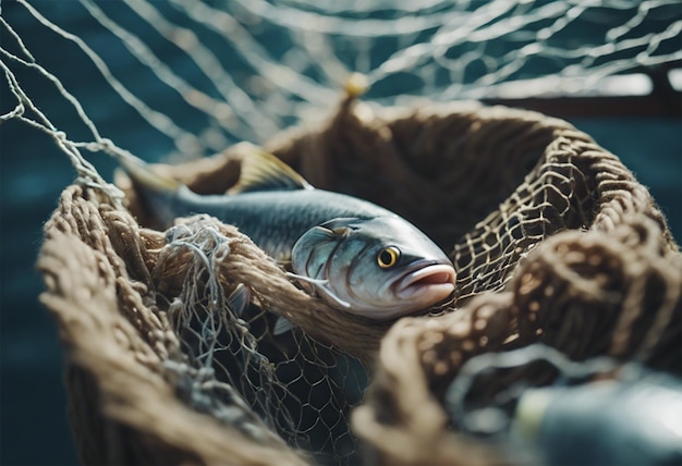 Photo fish caught in fishermen's nets