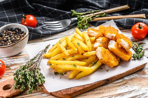 Fish and Chips, british fast food with Tartar sauce