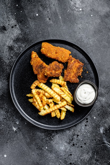 Fish and chips, traditional English food.