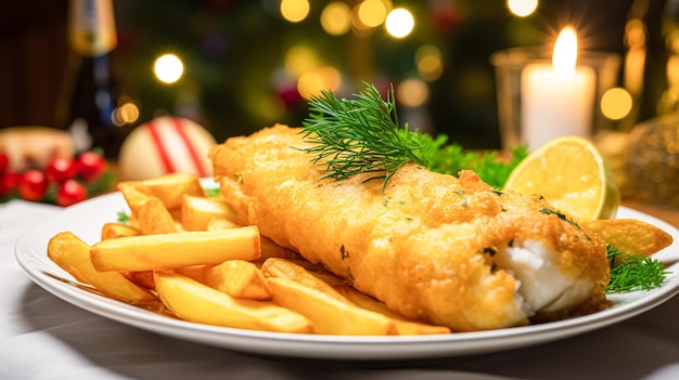 Fish and chips for winter holiday dinner traditional British cuisine recipe in English country home holidays celebration and homemade food inspiration