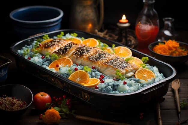 Fish and chips on a wooden