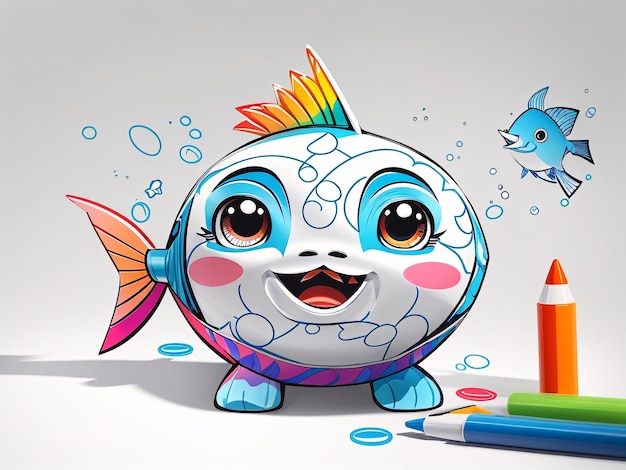 Fish Colorful Kids Illustration