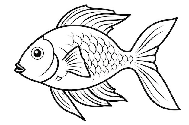 Fish coloring page illustration for kids