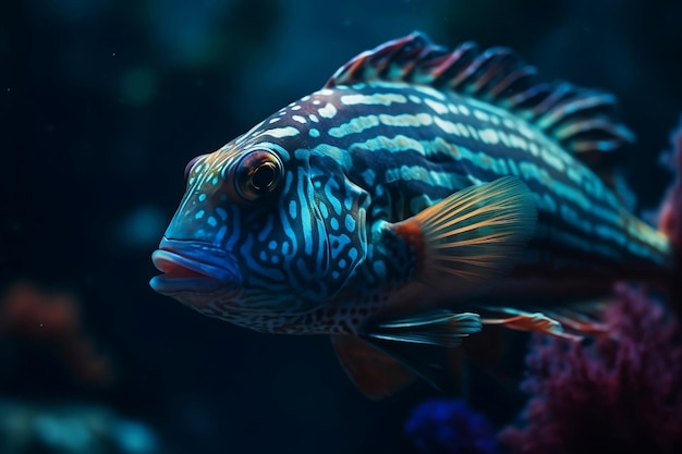 Рыба на коралле Генеративный ИИ