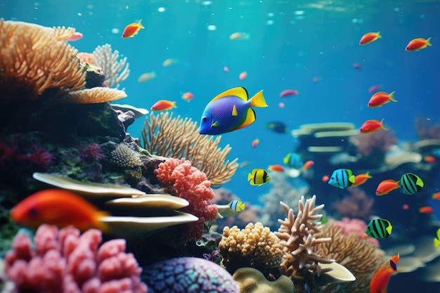 海のサンゴ礁の上の魚