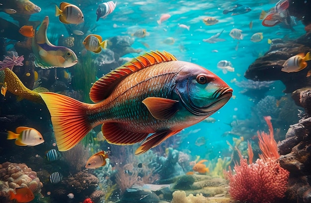 A fish in a coral reef