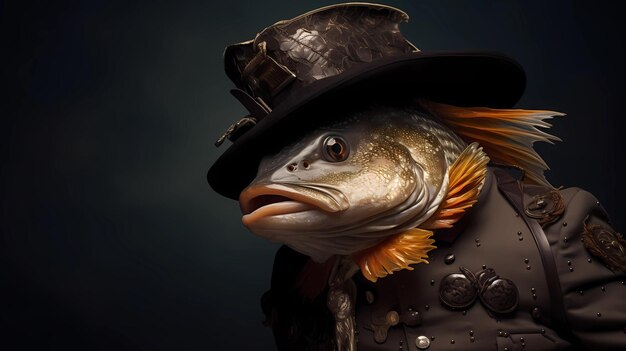 Photo the fish in a cowboy outfit