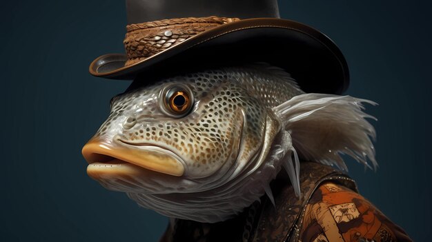 Photo the fish in a cowboy outfit