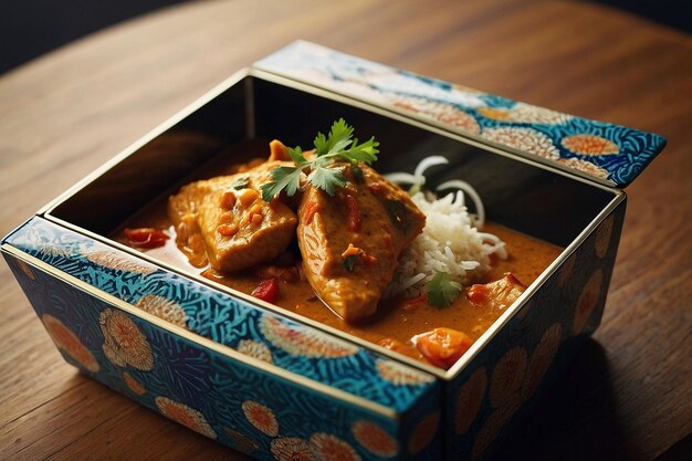 Fish Curry in Modern Bento Box