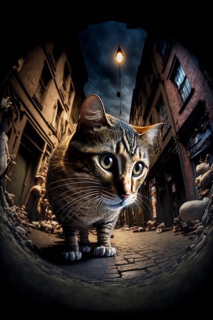 Funny Fisheye Business Cat Stock Photo - Download Image Now - Domestic Cat,  Fish-Eye Lens, Animal - iStock