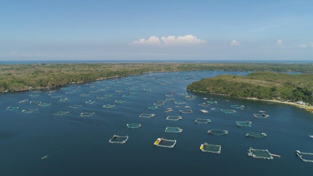 Fish farm in the sea