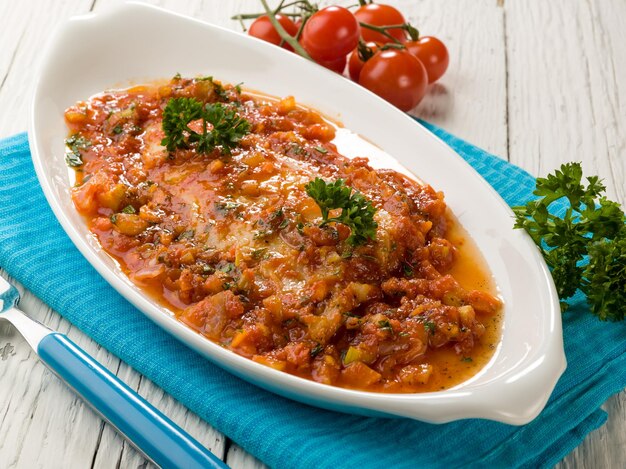 Fish fillet with tomato sauce